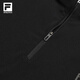 FILA official men's knitted long-sleeved top 2025 winter new fitness sports plus velvet basic long T dark black-BK L 175/96A/L
