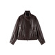 PEACEBIRD Show Style Metal Wire PU Profile Jacket Women 25 Fig Purple Leather Jacket A1BBF3525 Fig Purple S 155