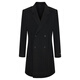 Angel Bird Coat Men's 100% Wool Autumn and Winter Casual Long Double-sided Wool Coat Slightly Wide Loose Fashion Jacket Obsidian Black 2XL -52(185/104)