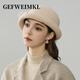 GEFWEIMKL Merino Wool Bucket Hat Women's Autumn and Winter New French Furry Bow Fashion Elegant Top Hat Women Black Adjustable (56-58cm)
