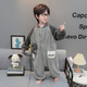 Disney children's one-piece pajamas autumn and winter flannel plus velvet thickened baby sleeping bag boys winter coral velvet home clothes gray 130 cm