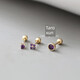 K gold earrings, screws, ear plugs, natural tanzanite earrings, amethyst crystal gemstones, 18K gold, amethyst (4M round) earrings