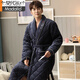 莫代尔冬季珊瑚绒夹棉男士睡袍男中年三层加厚加绒保暖超厚长款大码浴袍 SY9848 XL 适合135-155斤穿