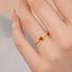 Chiba Jewelry Pure gold 5D red corundum ring, gilt heart, scarlet flame, heart-shaped, full of love, a birthday gift for my girlfriend and wife, pure gold red corundum ring, gold weight is about 0.94g, size 10/Support for more refunds and less replenishment