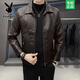 Playboy Leather Jacket Men's Autumn and Winter New Lapel Leather Jacket Trendy Slim Motorcycle Casual Korean Style Velvet PU Leather Jacket for Men 8898 Black Velvet L Recommended 110-125 Jin Jin equals 0.5 kg