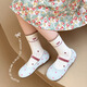 Cotton socks for girls, autumn and winter mid-calf cotton socks, children's socks, Maillard girls, medium and large children's cartoon breathable student socks, Maillard cats 5 pairs, 1-3 years old (S) Recommended shoe size 21-24