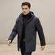 BESNOS Italian brand Nike men's mink lining mid-length parka mink coat winter black L (170)