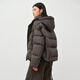 Ai Lai Chen Turin same style women's down jacket 2025 puff short hooded drawstring warm winter coat chocolate S