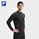 FILA official men's knitted long-sleeved top 2025 winter new fitness sports plus velvet basic long T dark black-BK L 175/96A/L