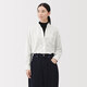 MUJI Women's Cotton Washed Oxford Button Collar Long Sleeve Shirt White M
