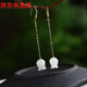 Fat Donglai's same style 18k gold ear wire natural Hetian white jade earrings plated 18K gold long ear wire lily of the valley earrings