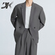 DK brand men's suit suit men's spring and autumn new commuter double-breasted loose casual business suit jacket trendy black suit + trousers two-piece set M 115-130Jin Jin equals 0.5 kg