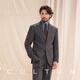 CULTUM Gentleman Armor 50% Wool CULTUM Retro Easy Care Suit Broad Shoulder Herringbone Pattern Suit Men Black Coffee Herringbone Pattern Single Suit 50 B