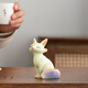 At noon, the color-changing little fox tea pet can raise fine tea, tea tray, tea table, tea set accessories, tea table couple resin ornaments, color-changing tea pet fox