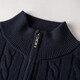 Late White New Product 2025 Autumn Retro Fashion Jacket Smart, Clean and Versatile Short Knitted Cardigan for Women Dark Blue M