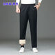 Middle-aged and elderly sports pants, lambswool plus fleece pants for dad, thickened outer wear, loose winter cotton pants, elastic men, black (lambs) 3XL (36) recommended 145-160Jin Jin is equal to 0.5 kg