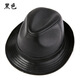 What a cool leather hat for men, spring and autumn casual leather hats, middle-aged and elderly British sheepskin Panama hats, trendy felt hats, black L (55-56cm)