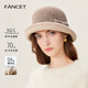 FANCET Hat Women's Autumn and Winter British Retro Elegant Hat Wool Warm Curly Basin Hat Western Style Bow Bucket Hat