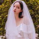 Veil light champagne color super fairy short main wedding dress simple and versatile headwear wedding proposal registration certificate small veil white 1 pack