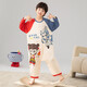 Ao Bing children's one-piece pajamas for boys spring and autumn long-sleeved pure cotton youth anti-kick sleeping bag air-conditioned outer wear home clothes M201 Nezha Ao Bing 100% cotton one size fits all size 8 recommended height 95-105CM