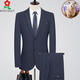 Montagut suit suit men's winter thickened wool suit formal striped wedding banquet dress dad jacket 992 blue striped double slit two-piece set wool material L 175