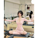MIEHONE pure desire sweet pink one-piece yoga suit for women long-sleeved tight slimming hot girl Pilates one-piece pink M one size
