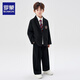 Romon Boys' Suit Suit New Middle and Large Boys Handsome British Boys Casual College Style Performance Dress Black 160