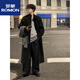 ROMON Korean style men's handsome loose lazy style stand collar British style winter windbreaker trendy knee-length woolen coat brown 3XL 170-185Jin Jin is equal to 0.5 kg