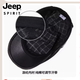 JEEP SPIRIT autumn and winter sheepskin Korean style beret for middle-aged and elderly people printed velvet duck cap genuine leather hat men's British forward hat 57-58CM
