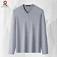 MONTAGUT cardigan men's V-neck 2025 autumn and winter new middle-aged and elderly solid color bottoming knitted sweater thickened and warm dark gray M 165 90-110Jin Jin equals 0.5 kg