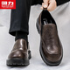 Pull back men's leather shoes 2025 autumn and winter new style slip-on soft sole men's business casual formal shoes brown 40