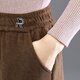 Hengyuanxiang middle-aged mother's winter clothing plus velvet thickening casual pants women's high-waist elastic trousers middle-aged women's straight pants