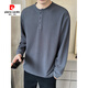 Pierre Cardin Henry Collar Long Sleeve T-shirt Men's 2025 New Spring and Autumn Autumn Clothes Button Solid Color Inner Bottoming Shirt Sweatshirt Men's 433 Black M 90-115Jin Jin is equal to 0.5 kg