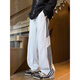 BAA AND BAA American style sweatpants men's autumn and winter trendy American casual men's pants drapey loose wide leg straight sports pants white gray plus velvet-S400LPH plus velvet XL Recommended 120Jin Jin equals 0.5kg -135Jin Jin equals 0.5kg