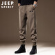 JEEP SPIRIT Jeep American retro casual pants men's autumn and winter loose-fitting sports knitted sweatpants Khaki L