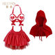 Christmas cos Little Red Riding Hood Breastless Dress SM Sexy No-Take Off Erotic Underwear Uniform Devil Suit Tempts Husband to Show Breasts Little Red Riding Hood Breastless Dress Chest Paste *2T Pants One Size