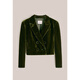 OBBLIGATO Olgado Autumn and Winter glossy velvet cropped coat coat dark grass green S