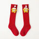 Fashionable New Year's popular cotton cartoon Christmas knee-high socks with red stars, 3 pairs, 0-1 years old (S), foot length 9-11cm