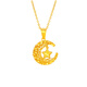 Chinese jewelry crushed ice ice star and moon love gold pendant women's 999 pure gold fashion necklace for girlfriend and wife birthday gift