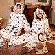 Gongdie Thermal Storage Disney Mickey Couple Pajamas for Women Winter Anti-static Flannel Pajamas Set for Men