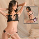 Sexy lace three-point thong with small breasts showing big pearls Sexy lingerie set Chaoming 3305 Black One size fits all
