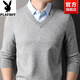 Playboy Men's Fashion Shirt Lapel Fake Two-Piece Sweater 2026 Spring and Autumn New Thick Business Versatile Casual Sweater Black Thickened CJ017 L 120-140Jin Jin equals 0.5 kg