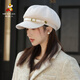 Scarecrow Beret Hat Women's 2025 Autumn New Solid Color Newsboy Hat Painter Hat Retro Octagon Hat Elegant and Western Style White One Size