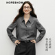 Red sleeve (hopeshow) high-end versatile shirt 2025 winter new women's intellectual style slimming French petty bourgeoisie top ash 056 M