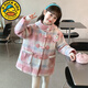 G.DUCKKIDS Girls Autumn and Winter Coat 2025 New Children's Woolen Mid-Length Velvet Thickened Little Girls Woolen Coat Pink 140