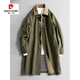 Pierre Cardin workwear military green high-end trendy brand mid-length windbreaker men's spring and autumn loose casual plus fat plus size fat jacket black XL 120-140Jin Jin equals 0.5 kg