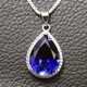 Model Tanzanite Valentine's Day gift quality tanzanite sapphire drop-shaped pendant princess stone necklace color white gold (12X16) without chain
