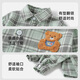 Yishuang'er children's shirt 2025 new spring, autumn and winter pure cotton boys' long-sleeved shirts, fashionable tops, baby spring and autumn children's clothing, green grid 120