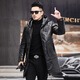 Matchstick Haining Leather Jacket Men's Sheepskin Mid-Length Casual Youth Hooded Leather Jacket Men's Trendy Jacket Winter Black M