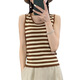 Contrast striped camisole plus size women's 2024 summer new design round neck chic sleeveless sweater bright yellow stripes M